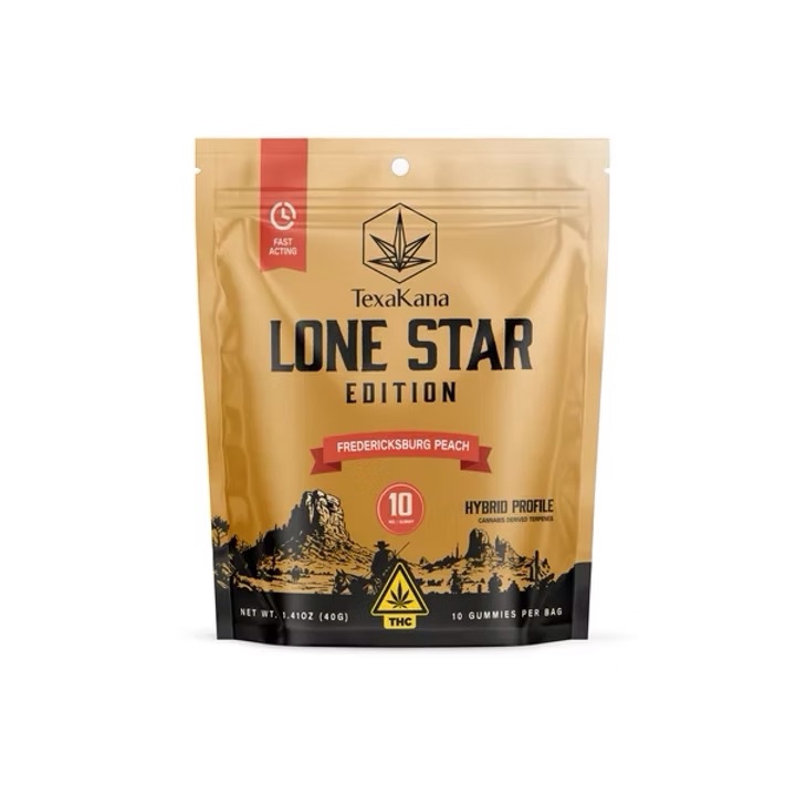 TEXAKANA LONE STAR 100MG THC GUMMY 10CT / Fredericksburg Peach - HYBRID